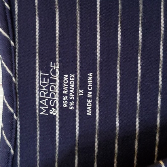 Market and Spruce Woman's Plus Tunic Hoodie Top 1x navy/white - Picture 4 of 5